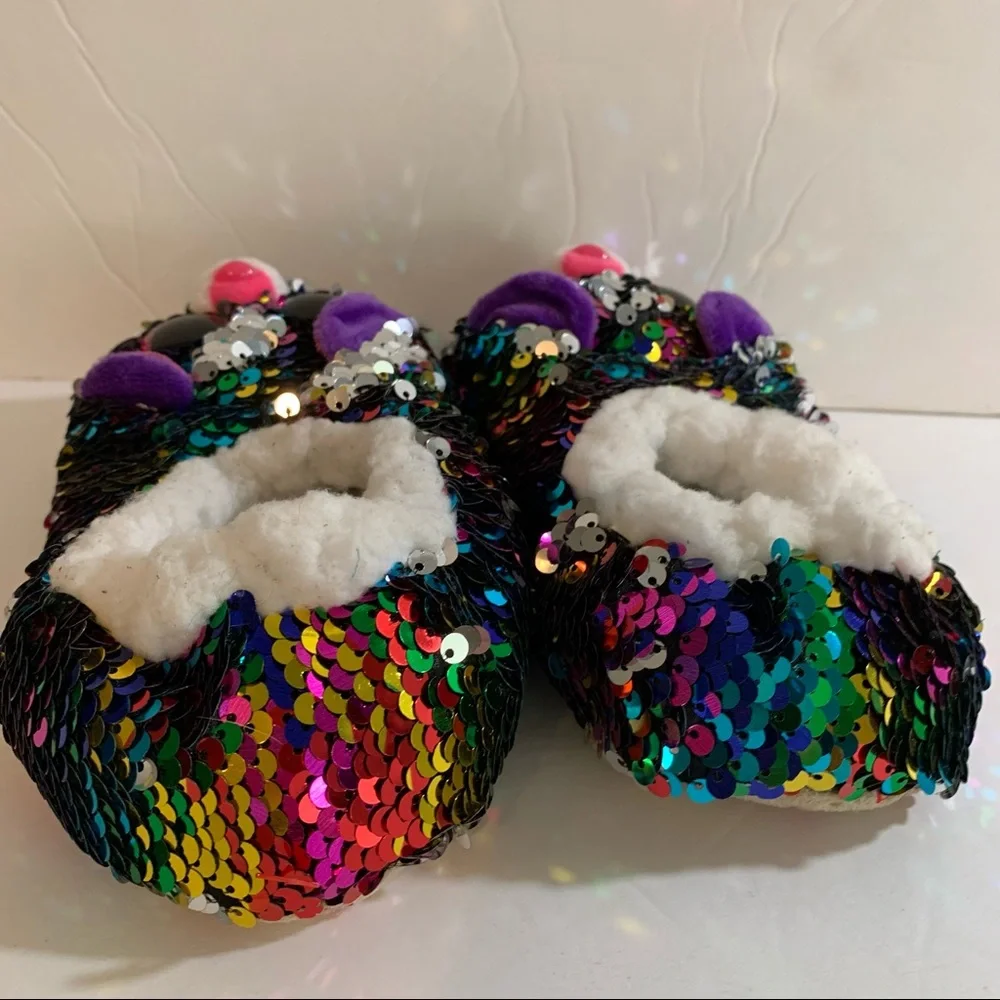 Ty beanie boos dotty youth 1-3 slippers grip sequin flip fleece lined socks